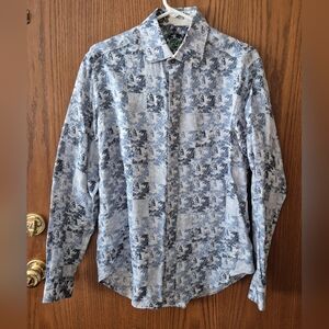 Robert Graham 100% Linen Long Sleeve Mens Shirt Size Small